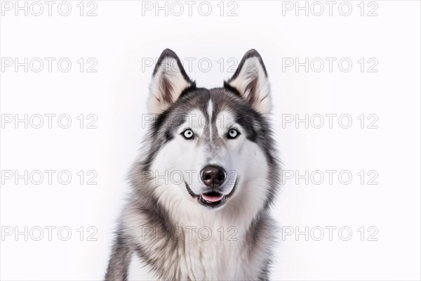 Portrait of Husky dog on white background. KI generiert, generiert AI generated