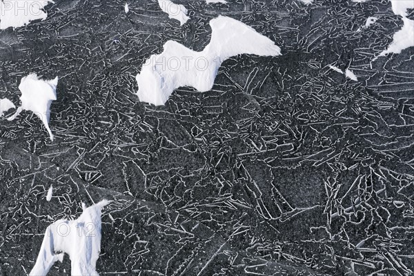 Winter, ice pattern on the Saint Lawrence River, Province of Quebec, Canada, North America