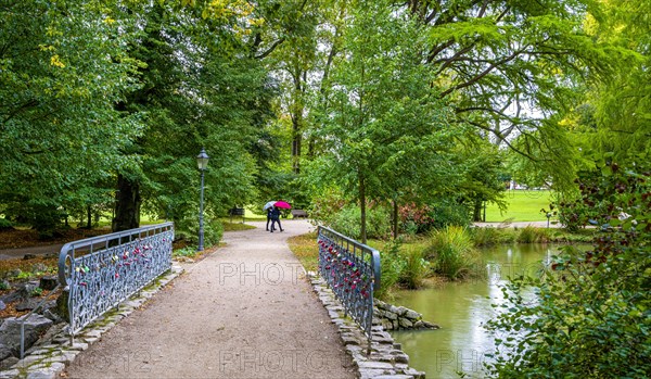 Bridge in the park, Bad Homburg, Hesse, Germany, Europe