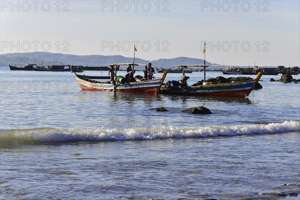 Beach, fishing village, Ngapali Beach, Thandwe, Burma, Burma, Myanmar, Asia