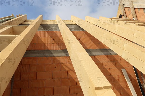 Timber construction and carpentry work on a new residential building