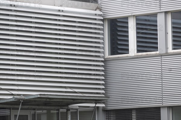 Unused industrial building with metal facade