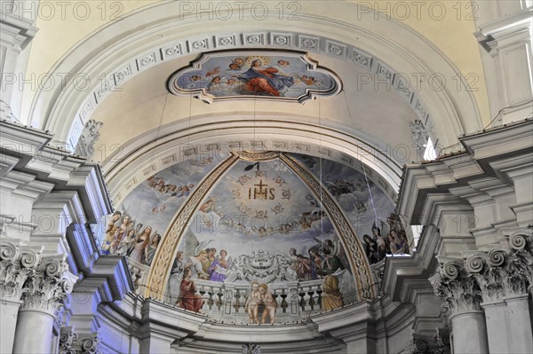 Ceiling painting, pilgrimage church, Renaissance church of San Biagio, architect Antonio da Sangallo, built 1519-1540, Montepulciano, Tuscany, Italy, Europe