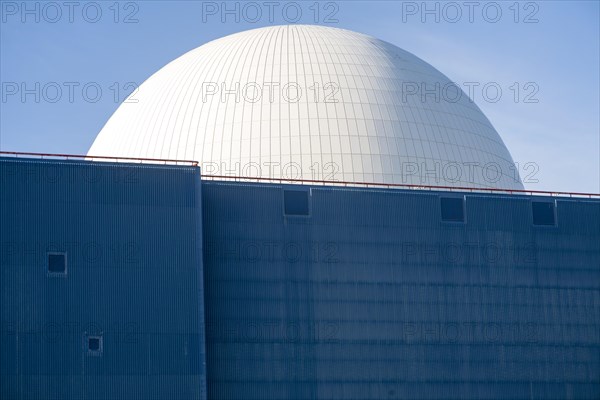 White dome of pressurised water reactor PWR of Sizewell A nuclear power station, near Leiston, Suffolk, England, United Kingdom, Europe