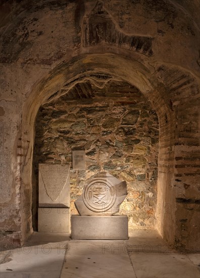 Interior view of the crypt, remains of the Roman baths, Hagios Demetrios church, also known as Agios Dimtrios or Demetrios basilica, Thessaloniki, Macedonia, Greece, Europe