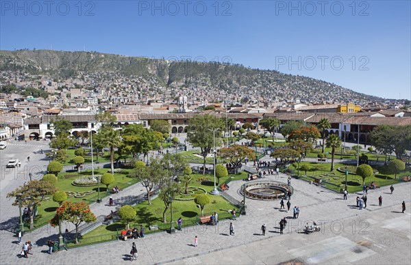 View of the Plaza de Armas, Ayacucho, Huamanga Province, Peru, South America