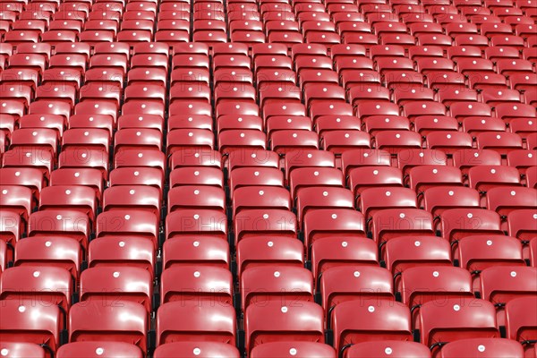 Red seats at Liverpool FC's Anfield Stadium, 02/03/2019