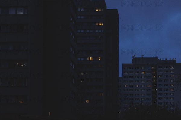 Light burning in a block of flats in Berlin, 20/02/2024