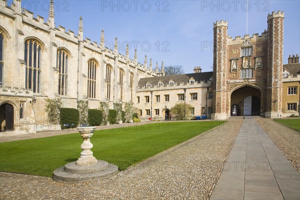 Trinity College courtyard, University of Cambridge, Cambridgeshire, England, United Kingdom, Europe