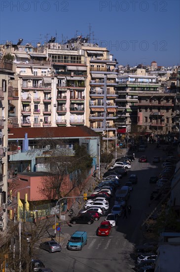 Residential buildings, roof antennas, Leonida Iasonidou Street, Thessaloniki, Macedonia, Greece, Europe