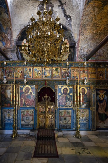 Interior view, altar, church Vlatades Monastery, also Holy Monastery Vlatodon, Thessaloniki, Macedonia, Greece, Europe
