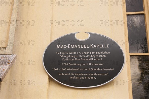 Max Emanuel Chapel, memorial plaque, moated castle am Inn, Bavaria