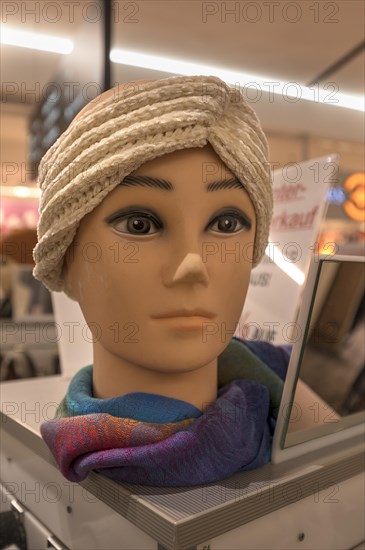 Mannequin with knitted hat, Bavaria, Germany, Europe