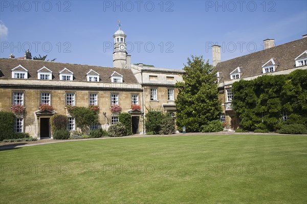 Historic First Court building and lawn, Christ's College, University of Cambridge, England, United Kingdom, Europe
