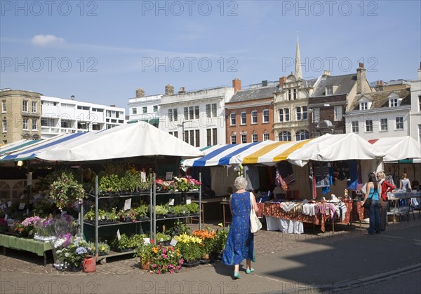 Market place in the historic city centre of Cambridge, England, United Kingdom, Europe