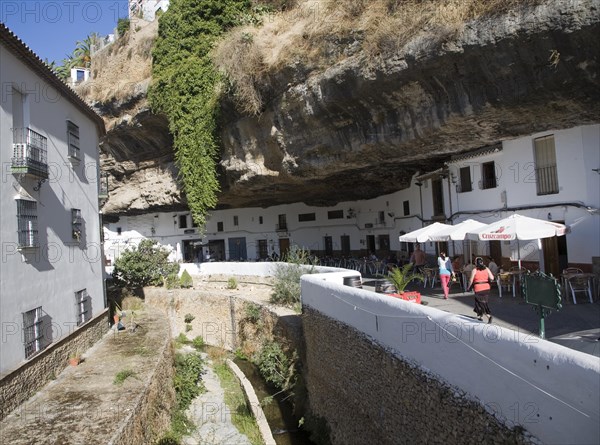 Buildings built with cave rock roof at Setenil de las Bodegas, Cadiz province, Spain, Europe