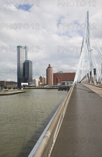 Erasmusbrug, Erasmus Bridge, spanning the River Maas, Rotterdam, Nethrlands