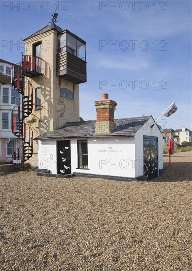 The town's southern wreckers look-out tower, Aldeburgh, Suffolk, England, United Kingdom, Europe