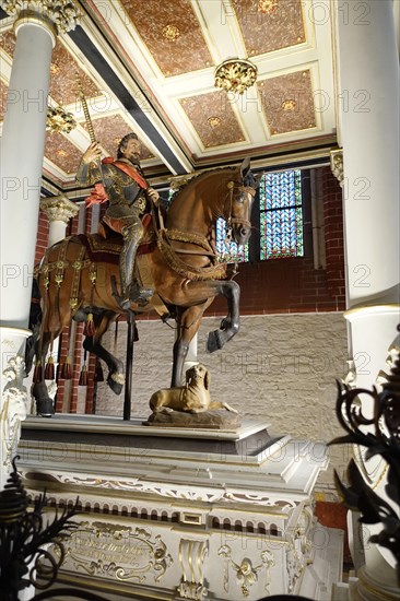 Equestrian statue of Count Samuel von Behr, Doberan Minster, former Cistercian monastery, Bad Doberan, Mecklenburg-Western Pomerania, Germany, Europe