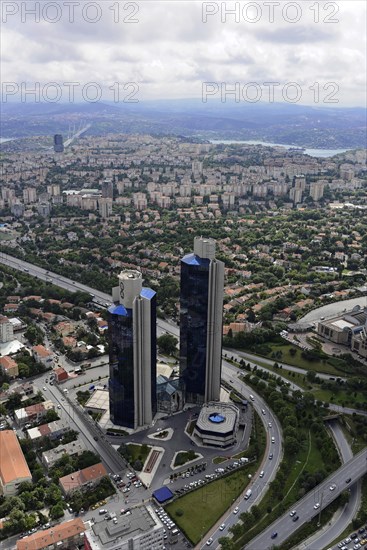 View from Istanbul Sapphire, financial district, behind the Bosphorus, Levent, Besiktas, Istanbul, European part, Istanbul province, Turkey, Asia