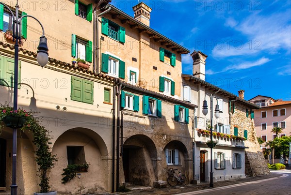 Old town houses, Citta vecchia, island of Grado, north coast of the Adriatic Sea, Friuli, Italy, Grado, Friuli, Italy, Europe