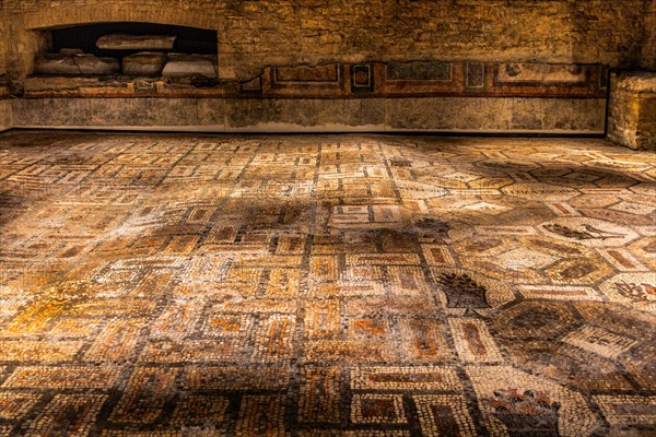 Mosaics, crypt of the excavations from the 4th century, Crypta degli Scavi, Basilica of Aquileia from the 11th century, largest floor mosaic of the Western Roman Empire, UNESCO World Heritage Site, important city in the Roman Empire, Friuli, Italy, Aquileia, Friuli, Italy, Europe