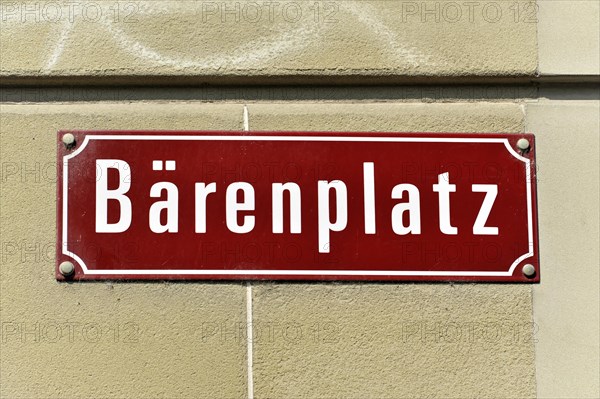 Baerenplatz, street sign, Bern, City of Bern, Switzerland, Europe