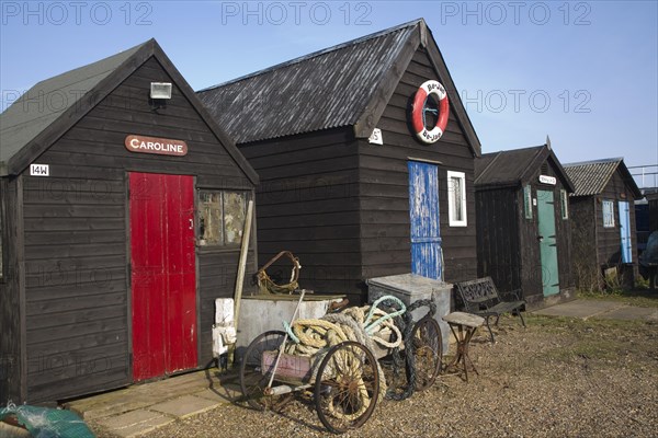 Fishing sheds at Southwold quay, Suffolk, England, United Kingdom, Europe