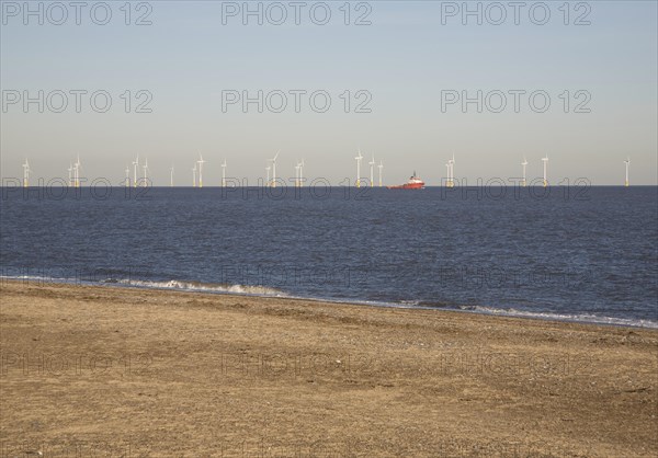 Scroby Sands offshore wind farm, Great Yarmouth, Norfolk, England, United Kingdom, Europe