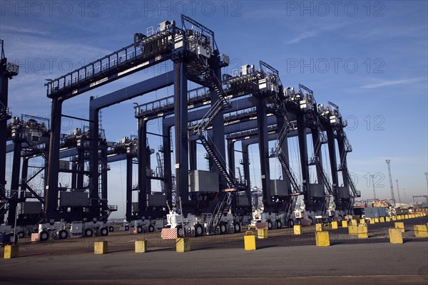 Container cranes, Port of Felixstowe, Suffolk, England, United Kingdom, Europe