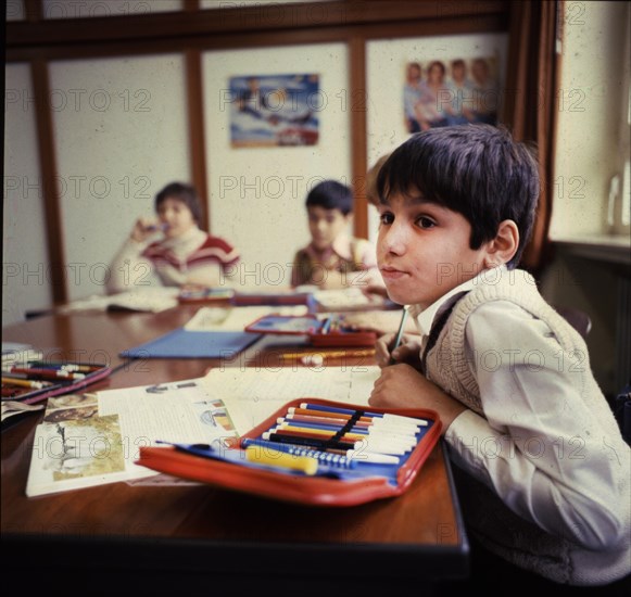 DEU, Germany, Dortmund: Personalities from politics, economy and culture from the years 1965-90 Dortmund.primary school. Schoolchild. Migrant. ca. 1980, Europe