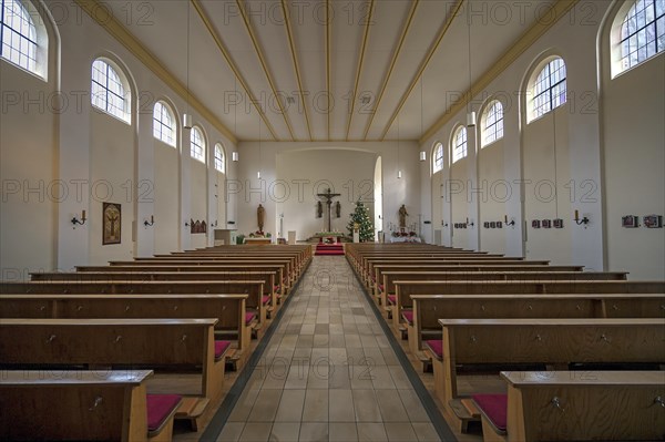 Interior of St Joseph's Catholic Church, Schwarzenbruck, Middle Franconia, Bavaria, Germany, Europe