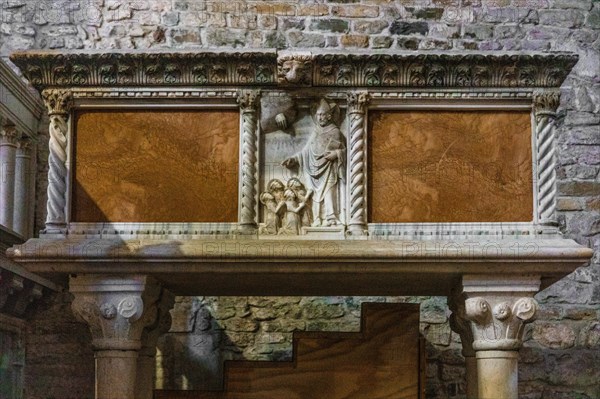 Sarcophagus, Basilica of Aquileia from the 11th century, largest floor mosaic of the Western Roman Empire, UNESCO World Heritage Site, important city in the Roman Empire, Friuli, Italy, Aquileia, Friuli, Italy, Europe