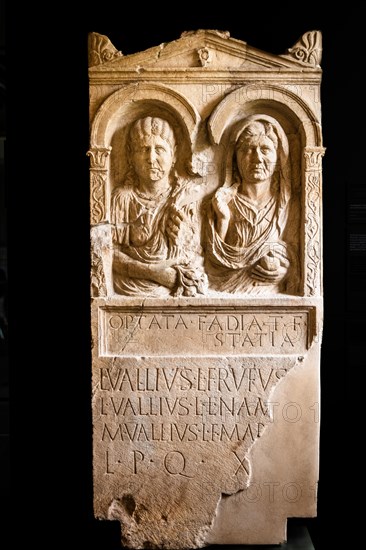 Funerary stele of Optata Fadia, 1st century, National Archaeological Museum, Villa Cassis Faraone, UNESCO World Heritage Site, important city in the Roman Empire, Friuli, Italy, Aquileia, Friuli, Italy, Europe