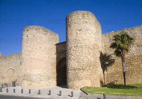 Puerta de Almocabar fortifications historic city walls Ronda, Malaga province, Spain, Europe