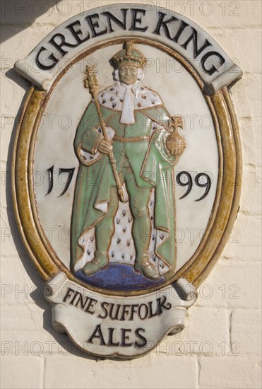 Old sign for Greene King brewery makers of fine Suffolk ales established in 1799