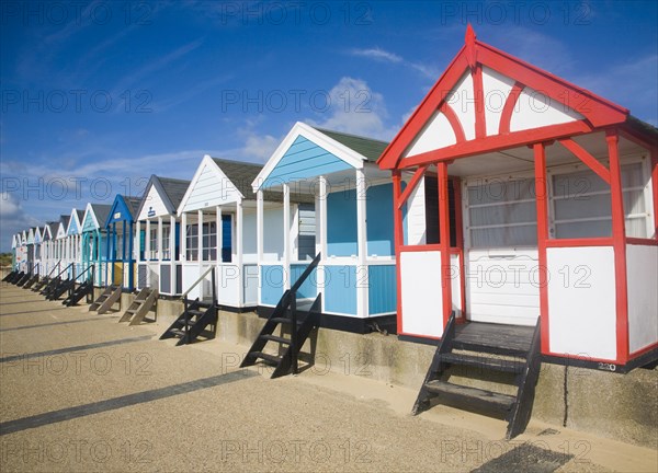 Colourful beach huts at Southwold, Suffolk, England, United Kingdom, Europe