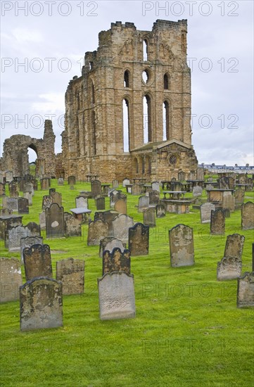 Eighteenth and nineteenth century gravestones at Tynemouth priory, Northumberland, England, United Kingdom, Europe