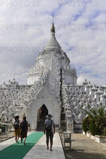 Hsinbyume Pagoda symbolises the mythical Mount Meru, the centre of the world, Mingun on the Irrawaddy River, Myanmar, Mingun, Myanmar, Asia