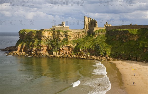 Priory and castle, King Edward's Bay, Tynemouth, Northumberland, England, United Kingdom, Europe