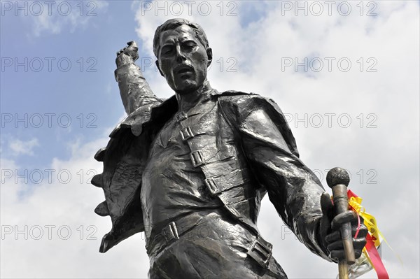 Memorial to Freddie Mercury, 1946, 1991, on the Quai de la Rouvenaz, Montreux, Canton of Vaud, Switzerland, Europe