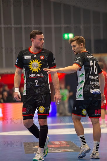 18.02.2024, 2nd HBL, German Handball League, Matchday 21) : Eulen Ludwigshafen against TuS N-Luebbecke (final score 34:32) . Picture: Jo Gerrit Genz (2) and Tim Roman Wieling (96), TuS N-Luebbecke