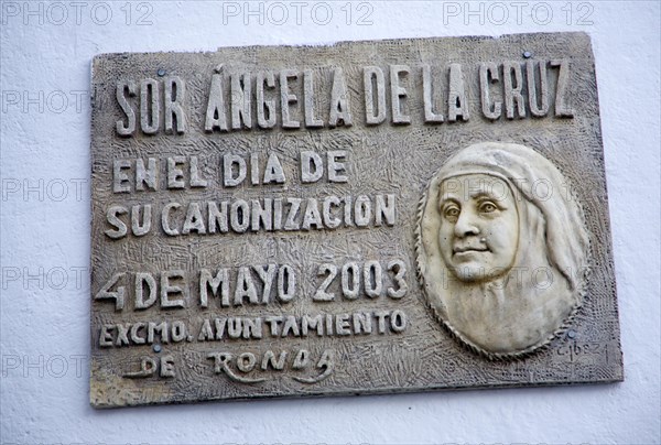 Memorial to the canonisation of Sister Angela de la Cruz 4 May 2003- Maria de los Angeles Guerrero Gonzalez, Ronda, Spain, Europe