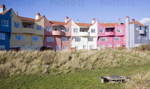 Colourful apartment housing called the Headlands at Thorpeness, Suffolk, England, United Kingdom, Europe