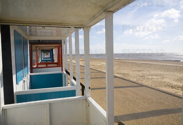 Colourful beach huts at Southwold, Suffolk, England, United Kingdom, Europe