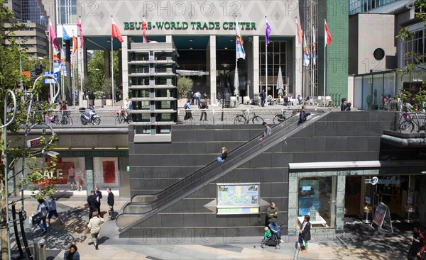 Escalator to below ground level shopping centre, Rotterdam, Netherlands