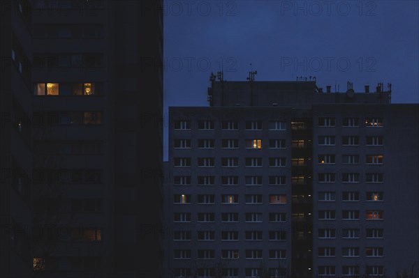 Light burning in a block of flats in Berlin, 20/02/2024