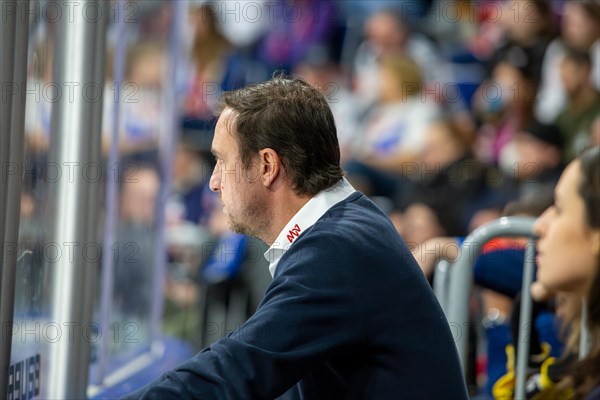 23 February 2024: Daniel Hopp at the Adler Mannheim match against the Nuremberg Ice Tigers