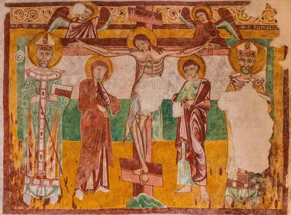 Frescoes, crucifixion scene, Basilica of Aquileia from the 11th century, largest floor mosaic of the Western Roman Empire, UNESCO World Heritage Site, important city in the Roman Empire, Friuli, Italy, Aquileia, Friuli, Italy, Europe