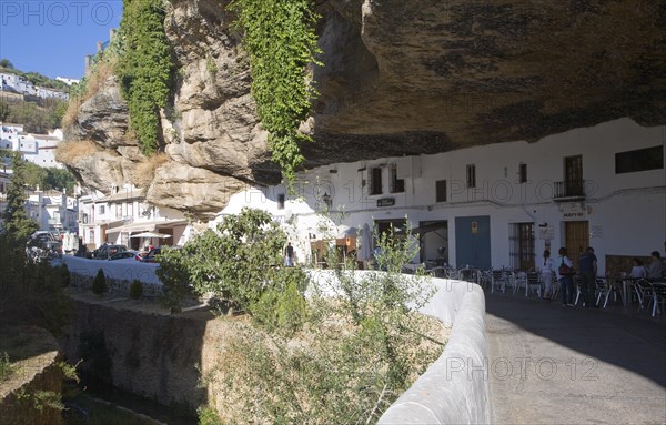 Buildings built with cave rock roof at Setenil de las Bodegas, Cadiz province, Spain, Europe